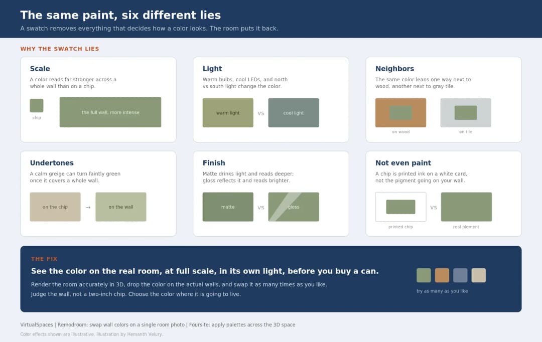 Why Paint Swatches Lie: Test Color in 3D First | VirtualSpaces